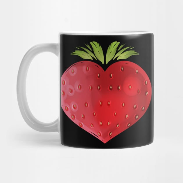 Strawberry In Heart Shape - Vegetarian - Go Vegan by SinBle